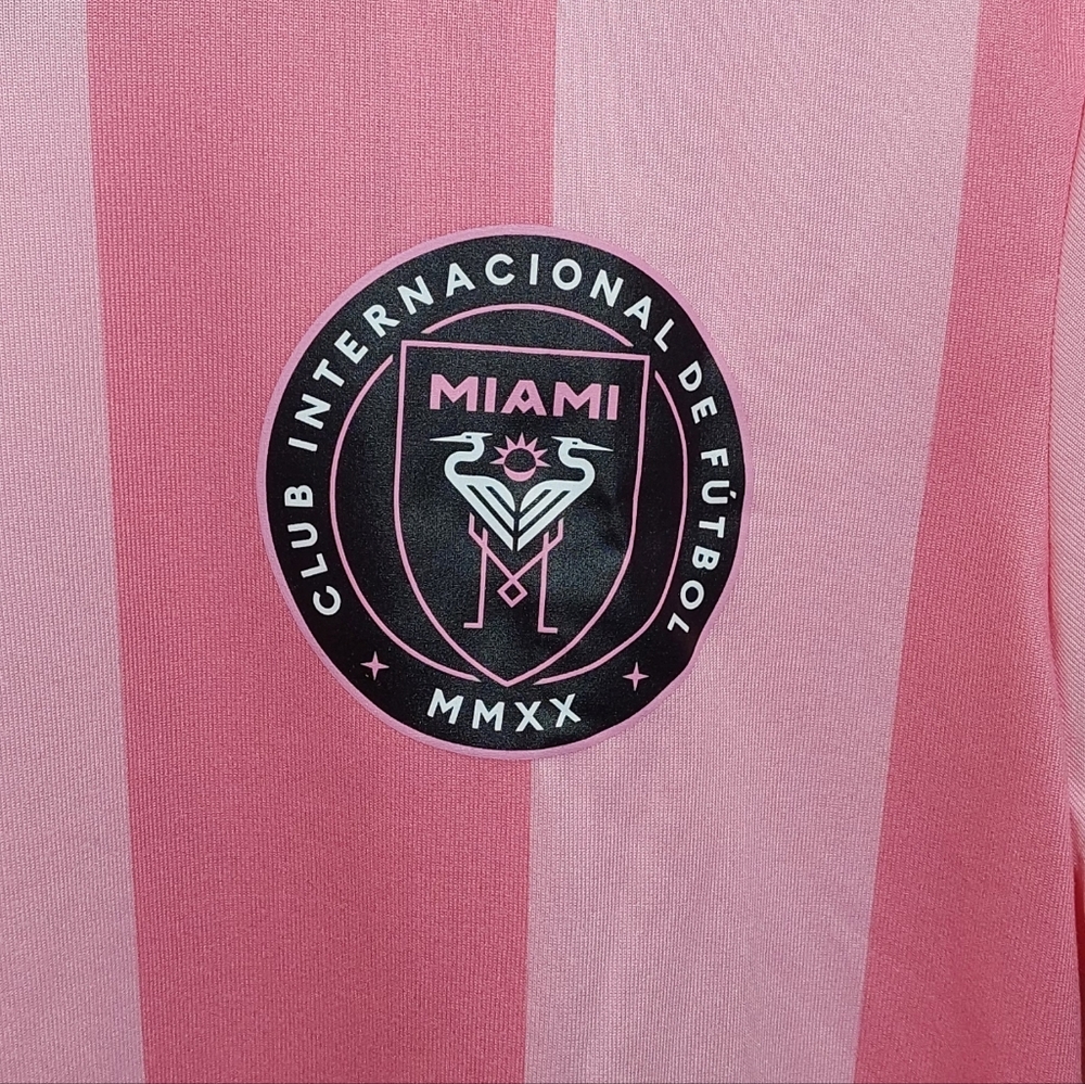 adidas Pink Striped Soccer Jersey with Club Crest - Picture 3 of 8